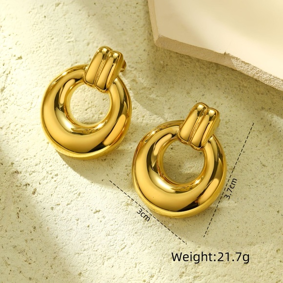 24K Gold Plated Statement Earrings*Gold Circle Knot Earrings*Elodie Earrings - Picture 5 of 5